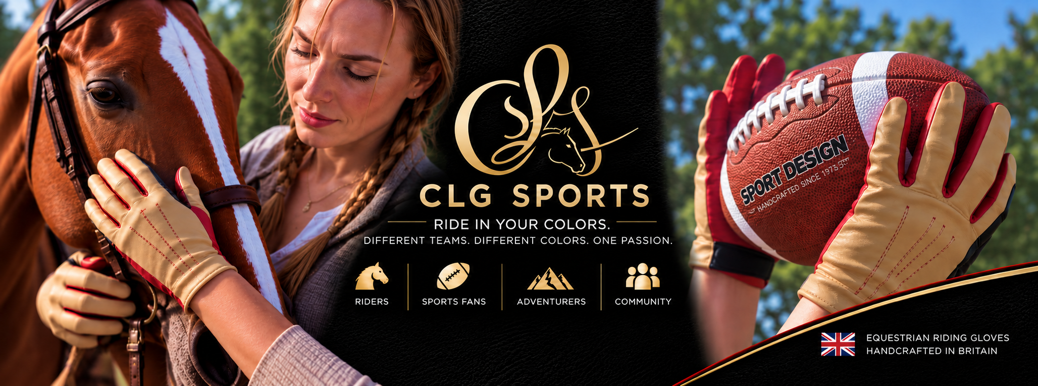 CLG Sports: equestrian gloves, horse and football